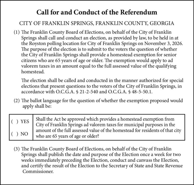 Call for and Conduct of the Referendum