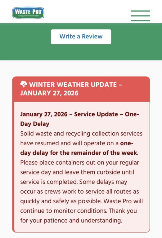 Winter Weather Update